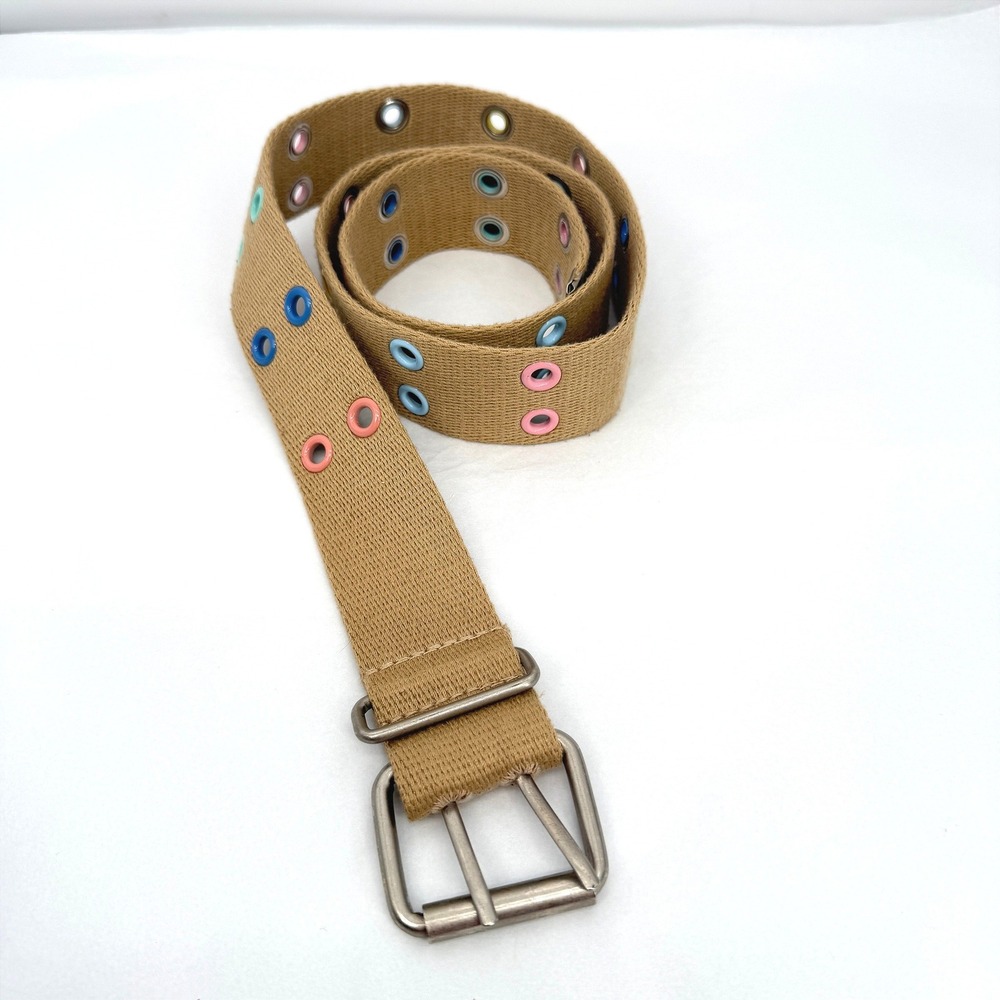Canvas Belt Colorful Grommet Woven Y2K Retro One Size Streetwear